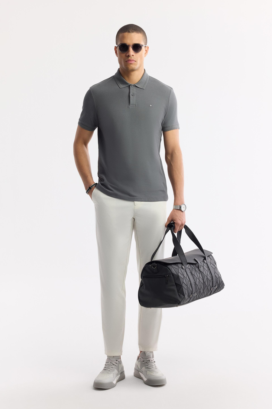 Antrasit %100 Pamuk Hızlı Kuruyan Kıvrılmayan Polo Yaka T-Shirt