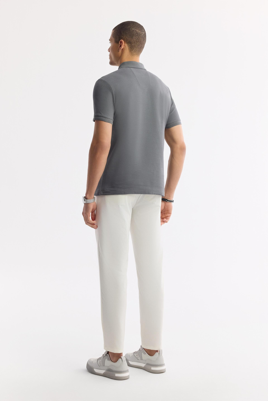 Antrasit %100 Pamuk Hızlı Kuruyan Kıvrılmayan Polo Yaka T-Shirt