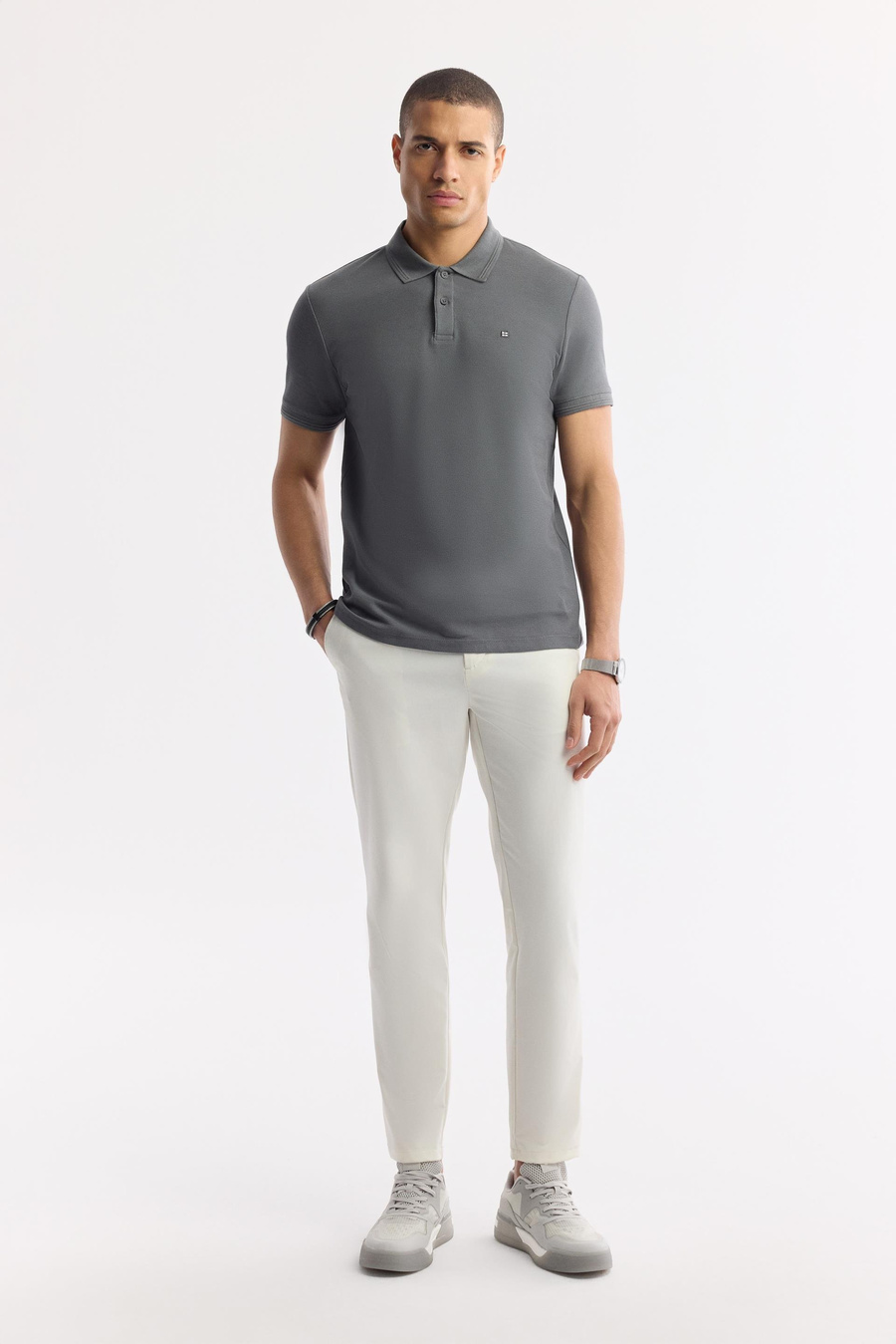 Antrasit %100 Pamuk Hızlı Kuruyan Kıvrılmayan Polo Yaka T-Shirt