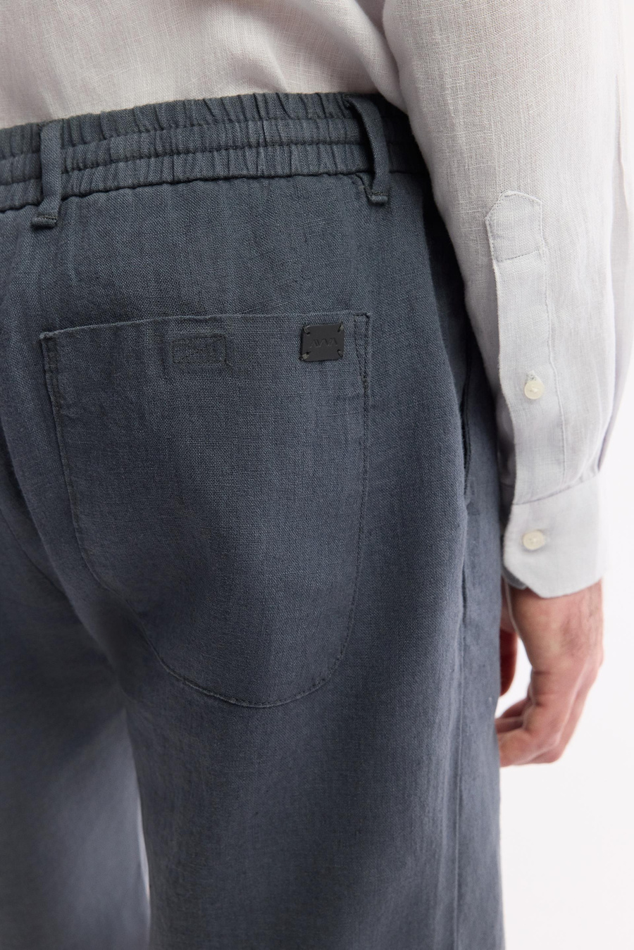 Antrasit Beli Lastikli %100 Keten Assos Relaxed Fit Şort