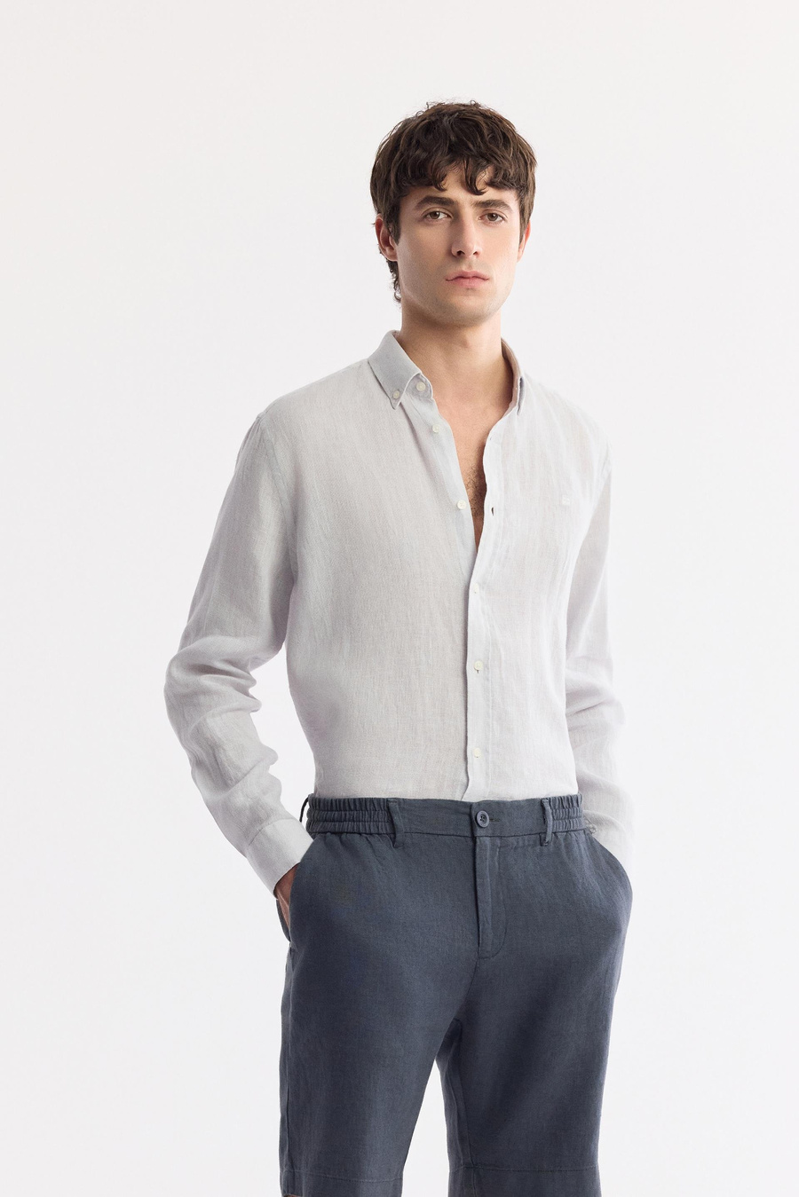 Antrasit Beli Lastikli %100 Keten Assos Relaxed Fit Şort