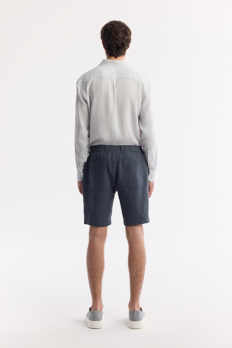 Antrasit Beli Lastikli %100 Keten Assos Relaxed Fit Şort