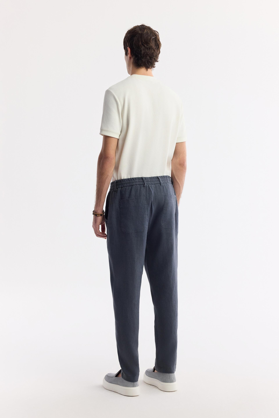 Anthracite Linen Drawstring Trousers