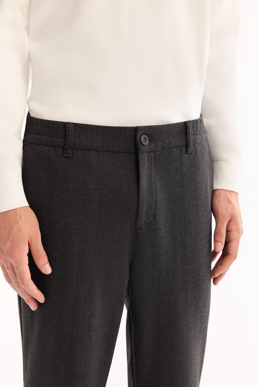 Antrasit Dokulu Yanı Lastikli Slim Fit Pantolon