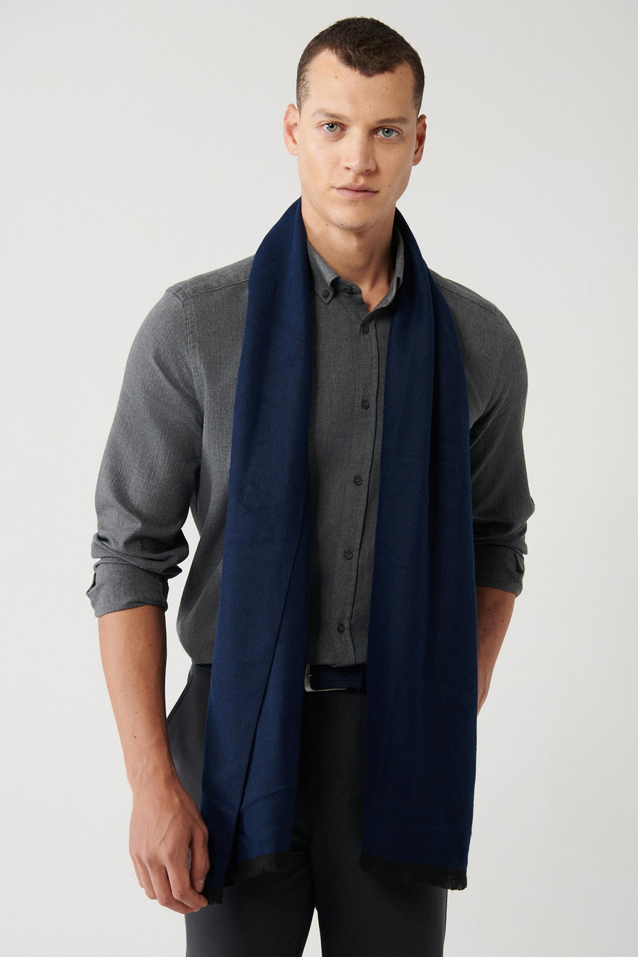 Antrasit Düğmeli Yaka Balıksırtı Flanel Regular Fit Gömlek