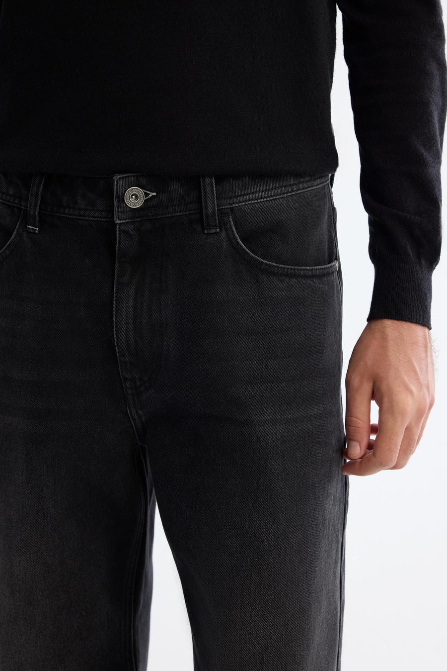 Antrasit Eskitme Yıkama Straight Fit Jean Pantolon