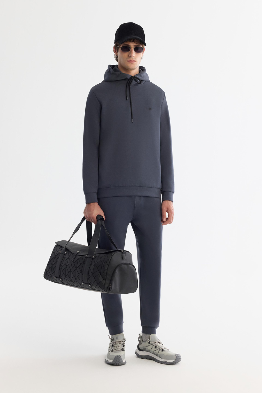 Antrasit Kapüşonlu Esnek Yumuşak Doku İnterlok Kumaş Sweatshirt