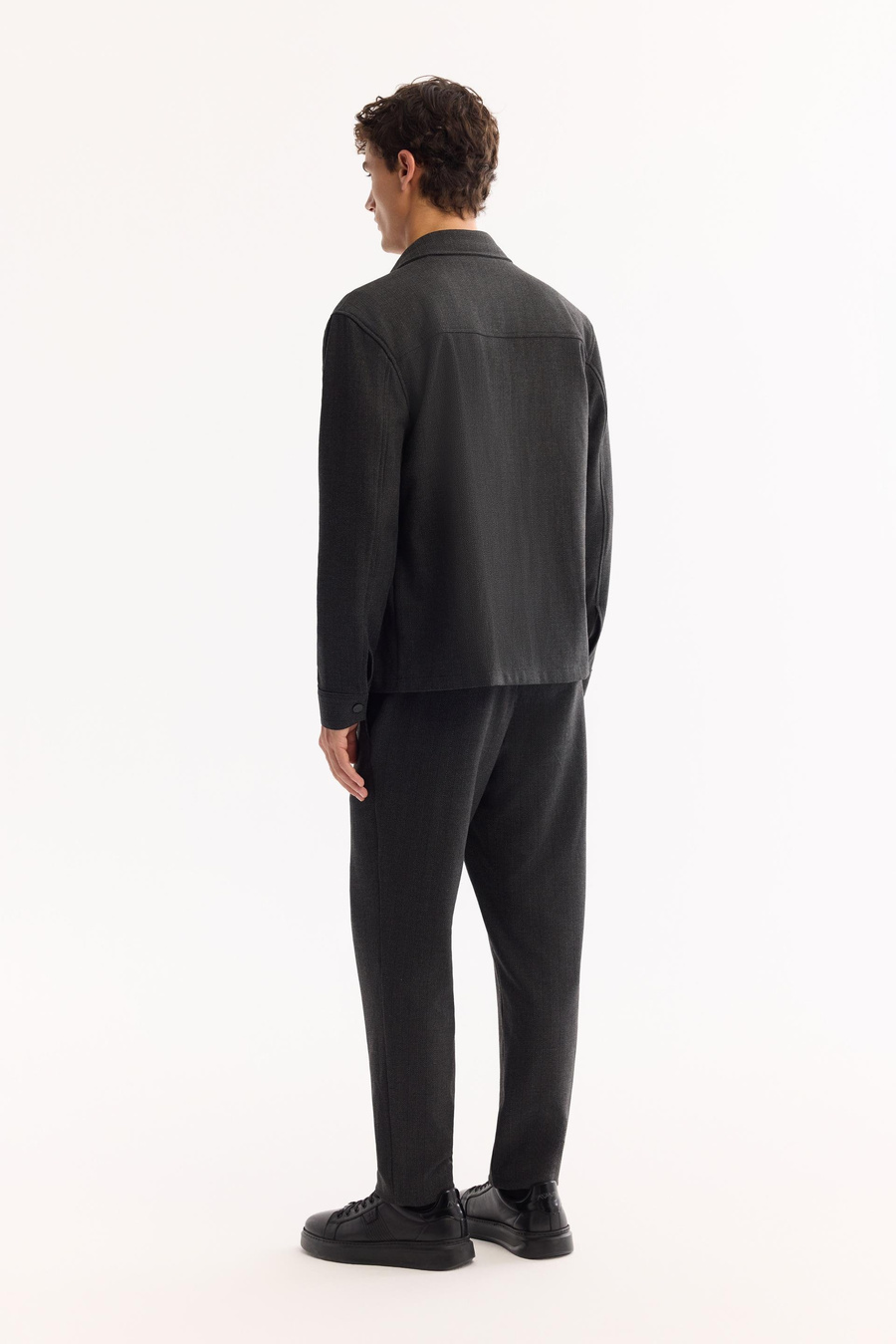 Antrasit Klasik Yaka Comfort Fit Uzun Kollu Gömlek Ceket