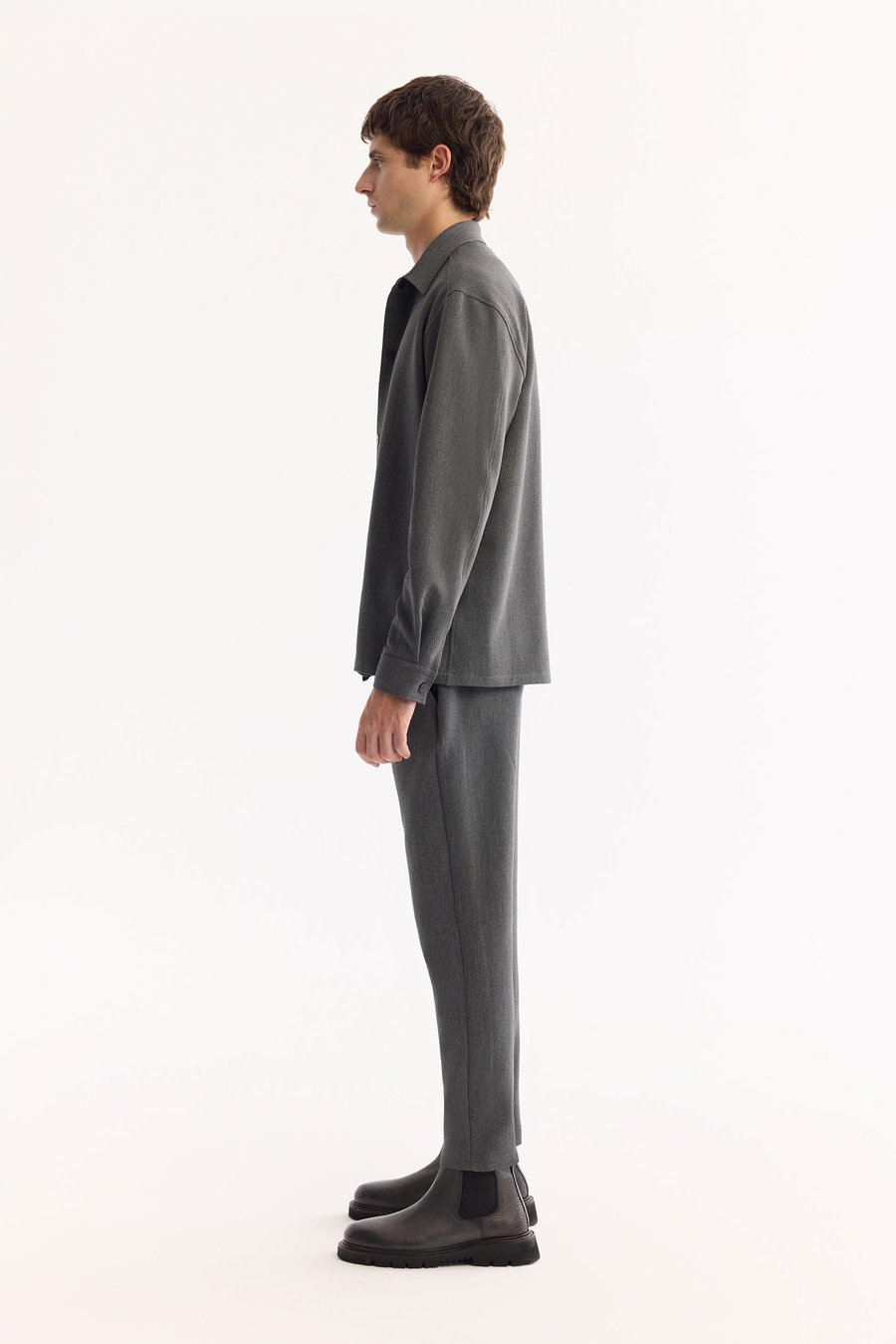 Antrasit Klasik Yaka Comfort Fit Uzun Kollu Gömlek Ceket