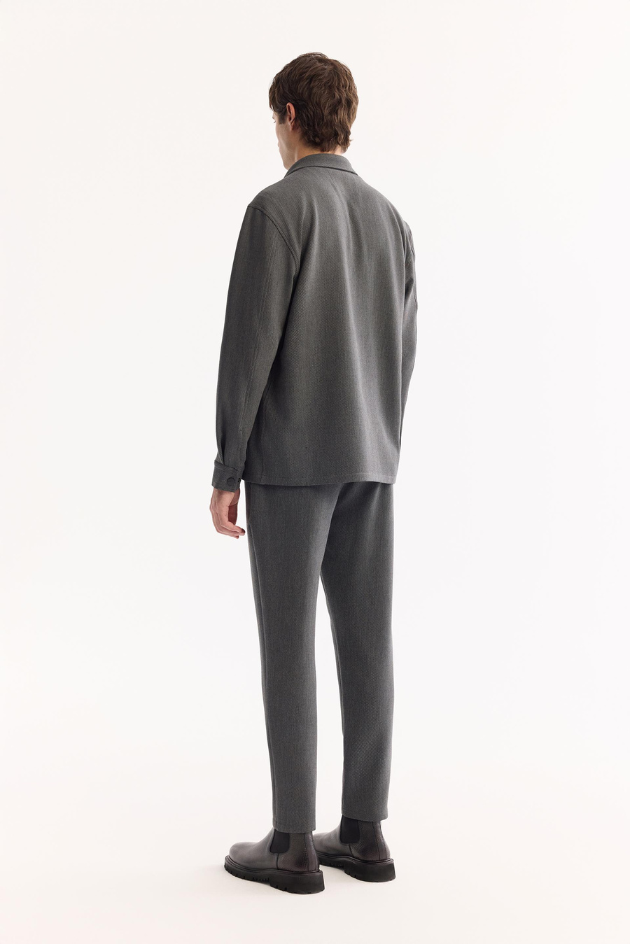 Antrasit Klasik Yaka Comfort Fit Uzun Kollu Gömlek Ceket