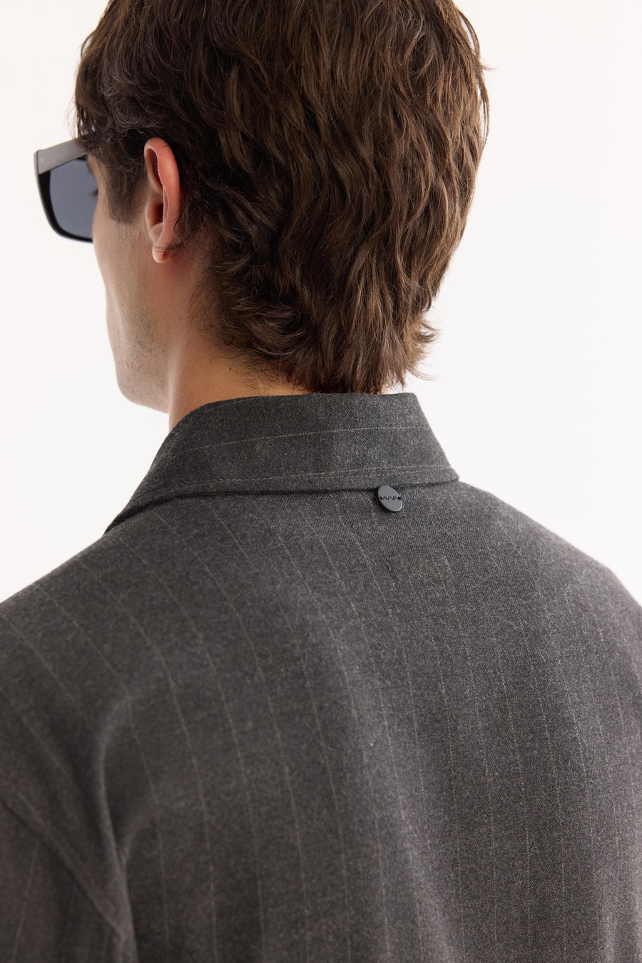 Antrasit Klasik Yaka Flanel Desen Çıtçıt Detaylı Comfort Fit Gömlek Ceket