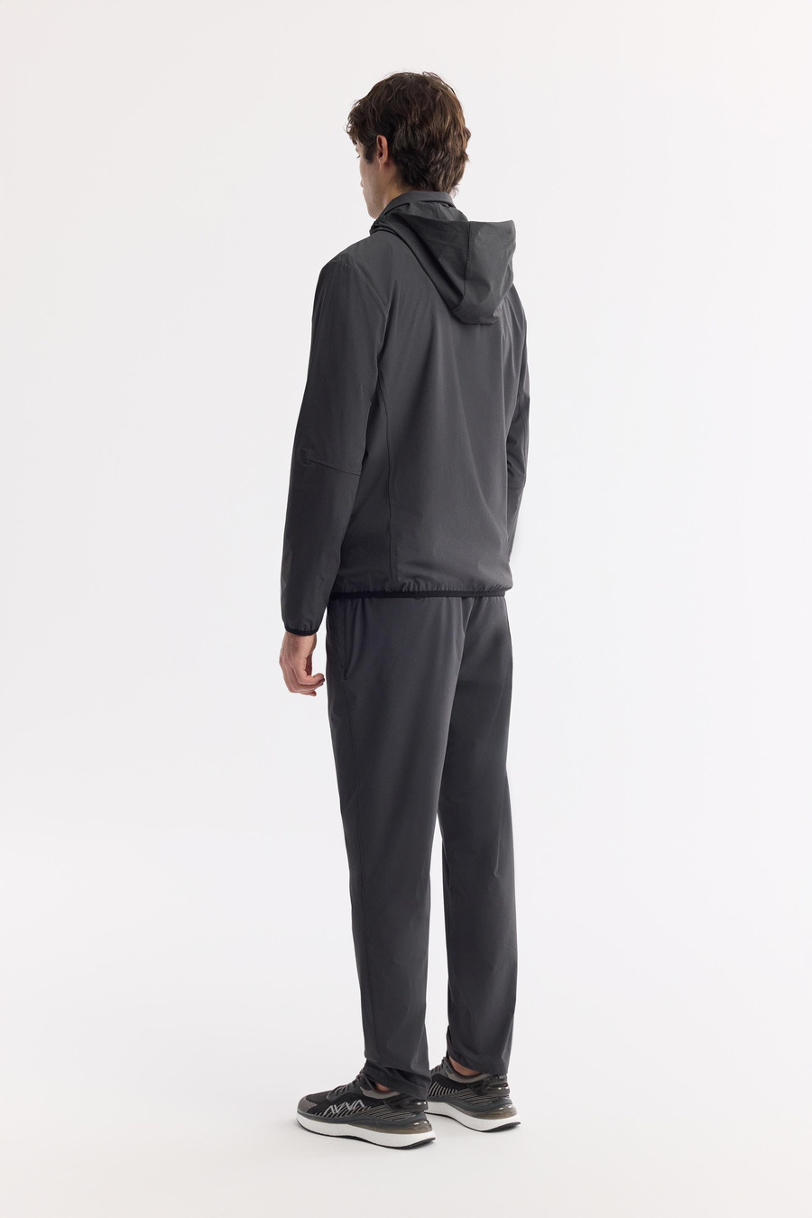 Antrasit Yaka İçin Kapüşonlu Femuarlı Dik Yaka Mont