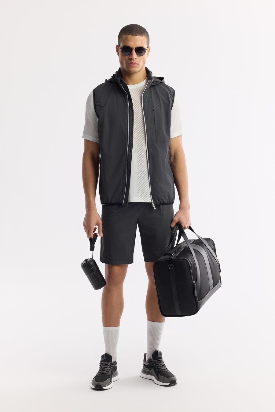 Antrasit Yaka İçin Kapüşonlu Femuarlı Dik Yaka Yelek