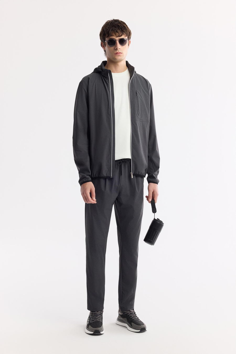 Antrasit Yaka İçin Kapüşonlu Femuarlı Dik Yaka Mont