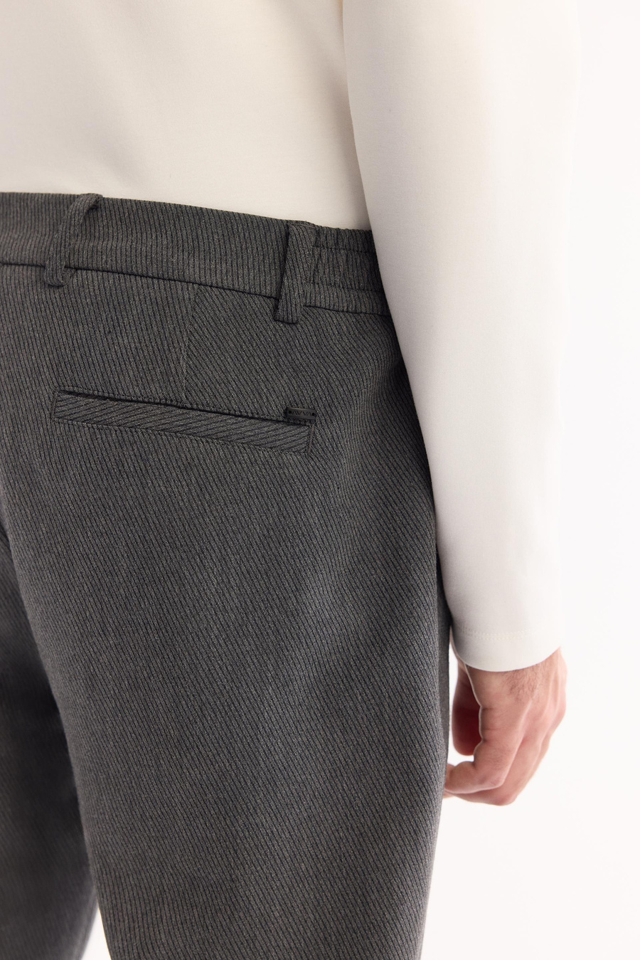 Antrasit Yanı Lastikli  Diyagonel Slim Fit Pantolon