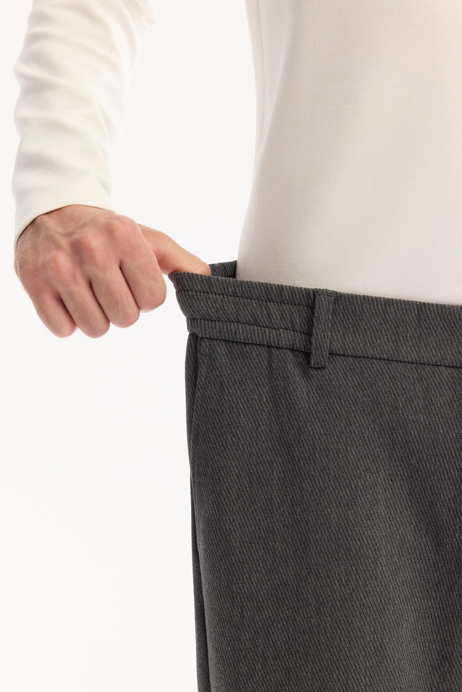 Antrasit Yanı Lastikli  Diyagonel Slim Fit Pantolon