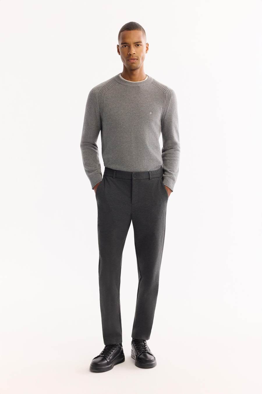 Antrasit Yanları Lastikli Slim Fit Chino Pantolon