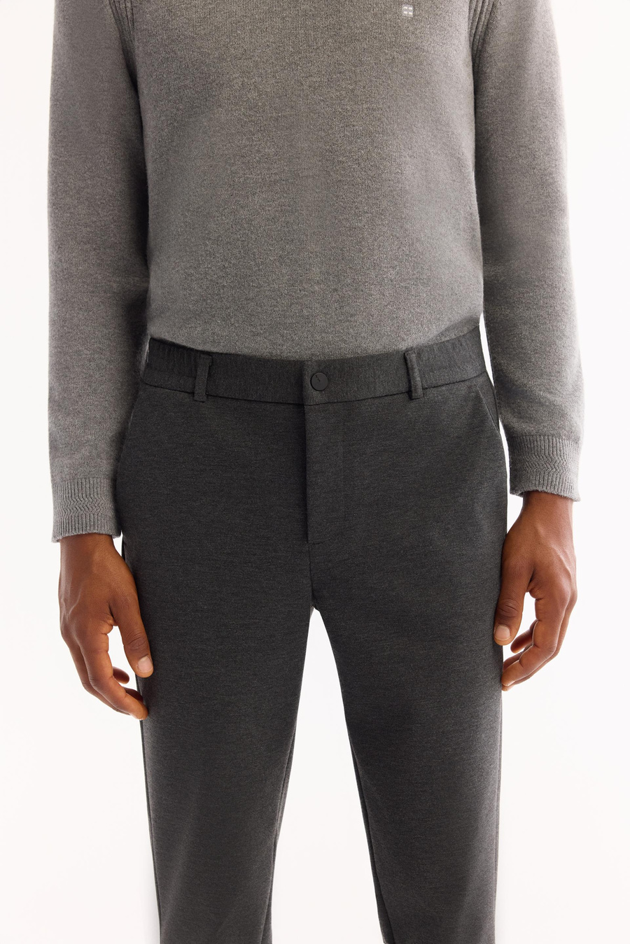 Antrasit Yanları Lastikli Slim Fit Chino Pantolon