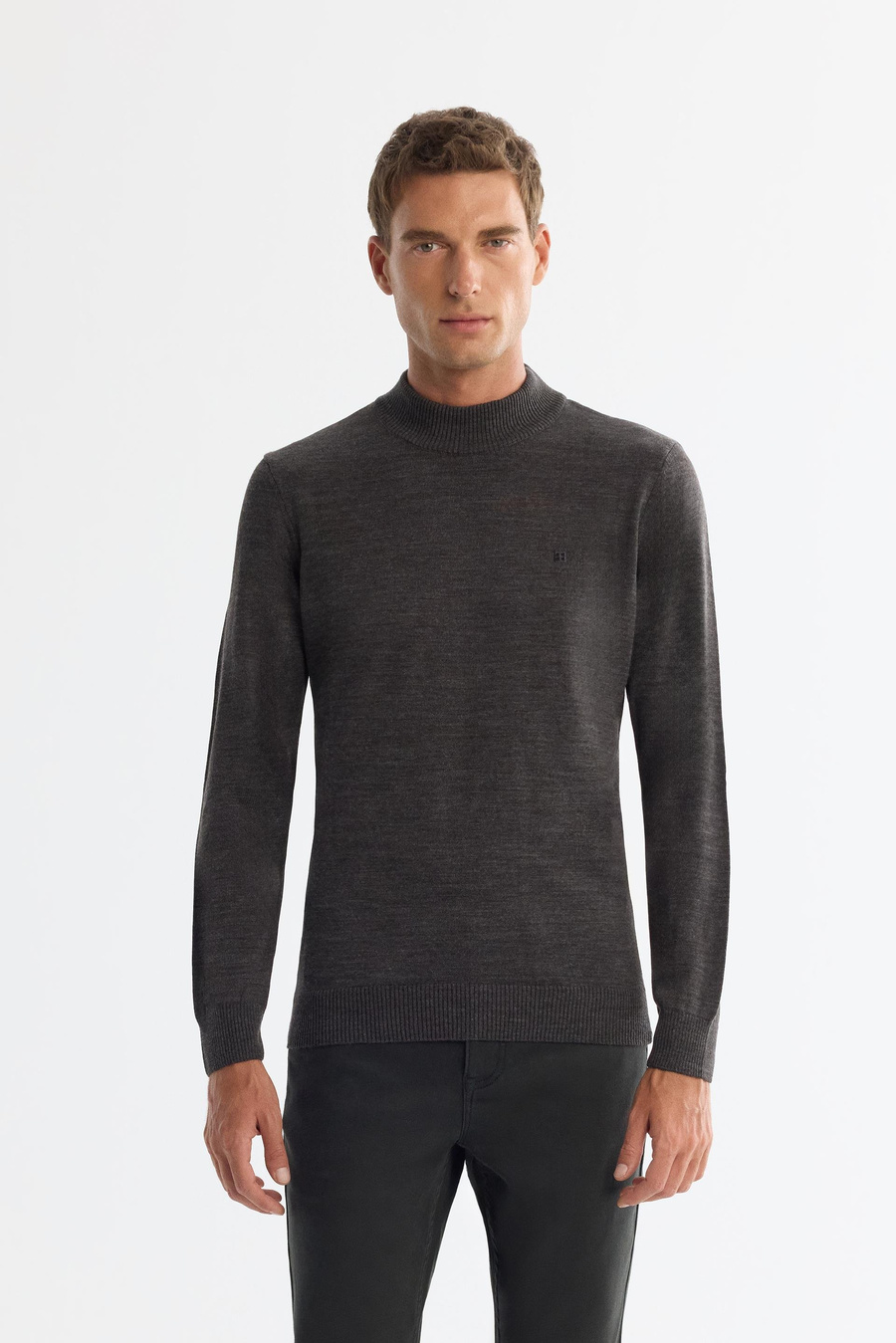 Anthracite Mock Turtleneck Jumper