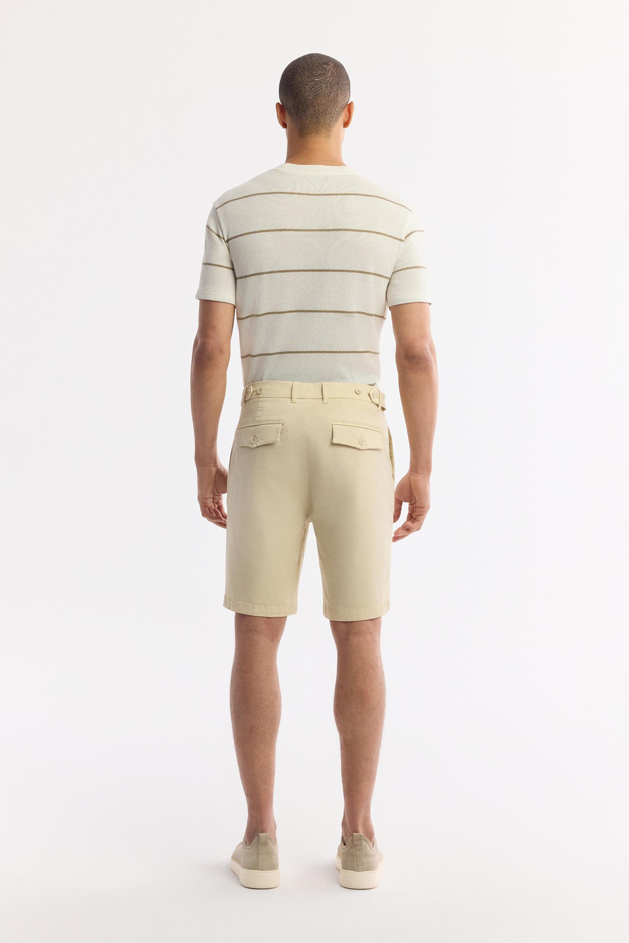 Bej Klasik Bel Apolet Detaylı Selge Relaxed Fit Şort