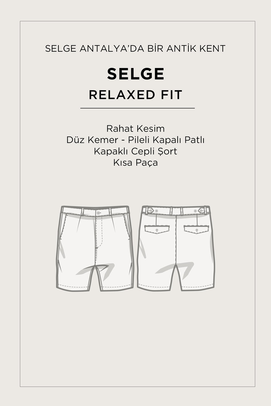 Bej Klasik Bel Apolet Detaylı Selge Relaxed Fit Şort