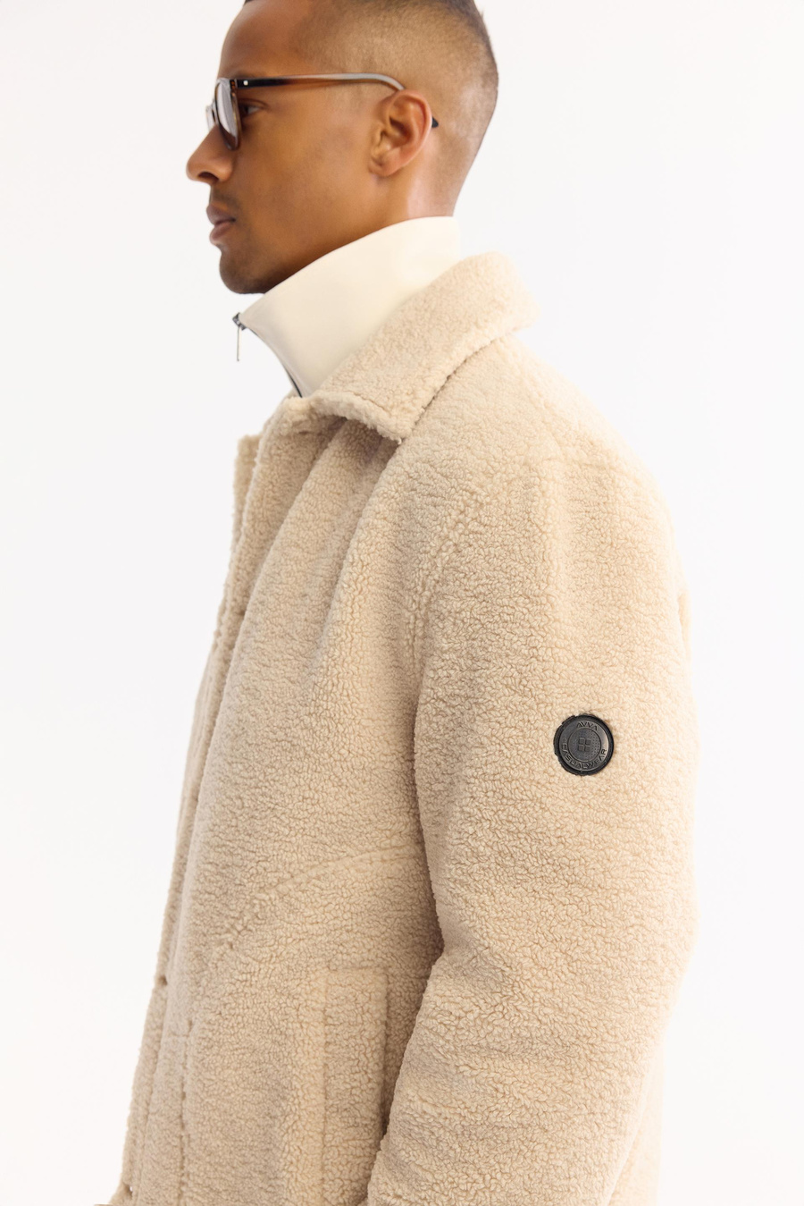 Bej Klasik Yaka Comfort Fit Peluş Mont