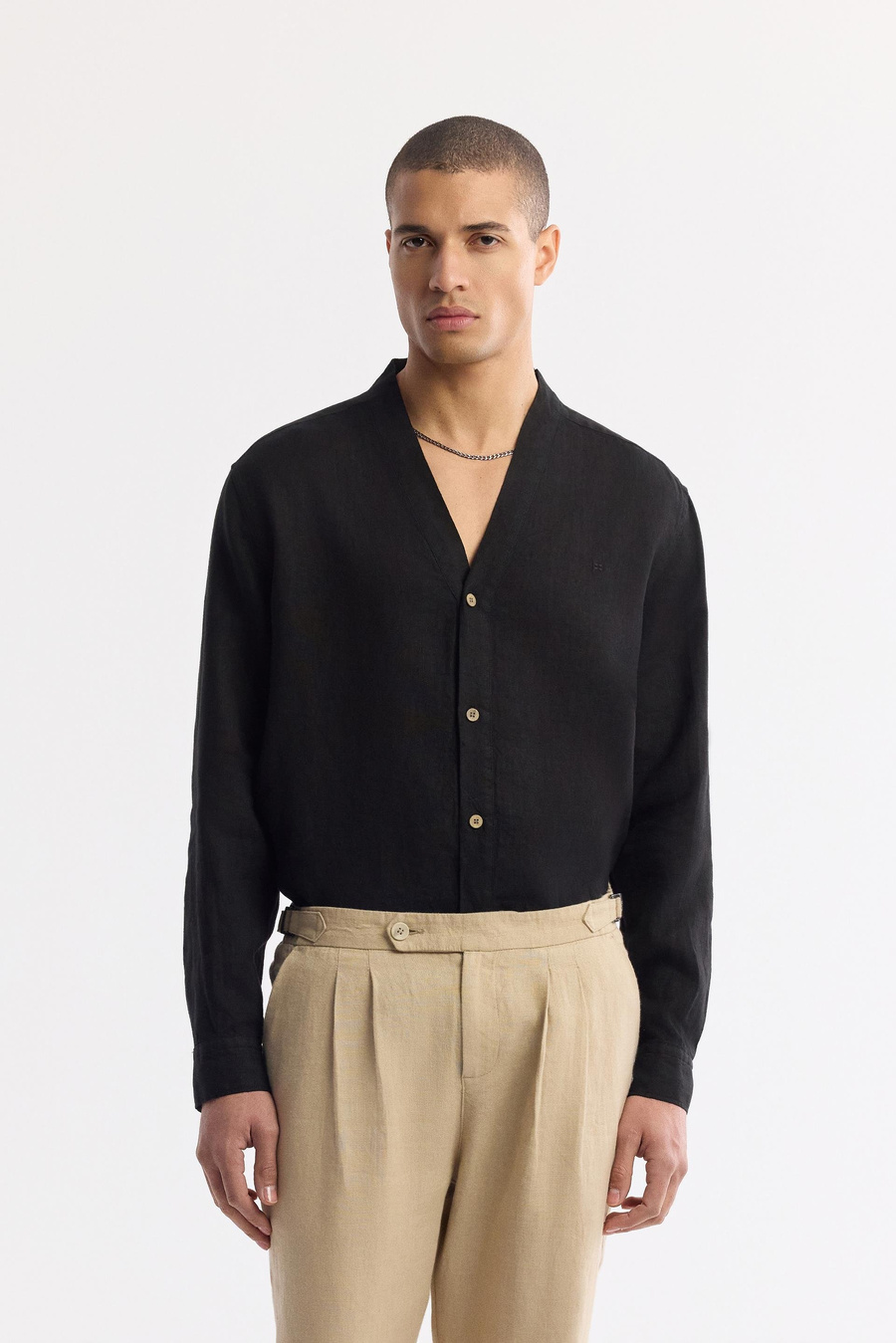 Bej Klasilk Bel Apolet Detaylı Gordion %100 Keten Carrot Fit Pantolon