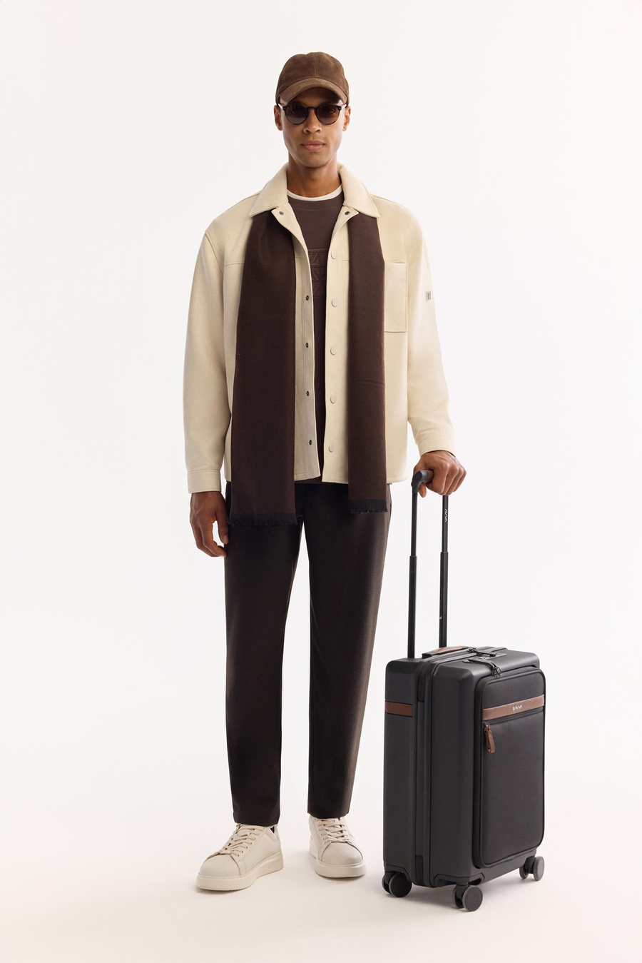 Bej Önü Çıtçıt Düğme Kapama Cepli Süet Suni Deri Gömlek Ceket