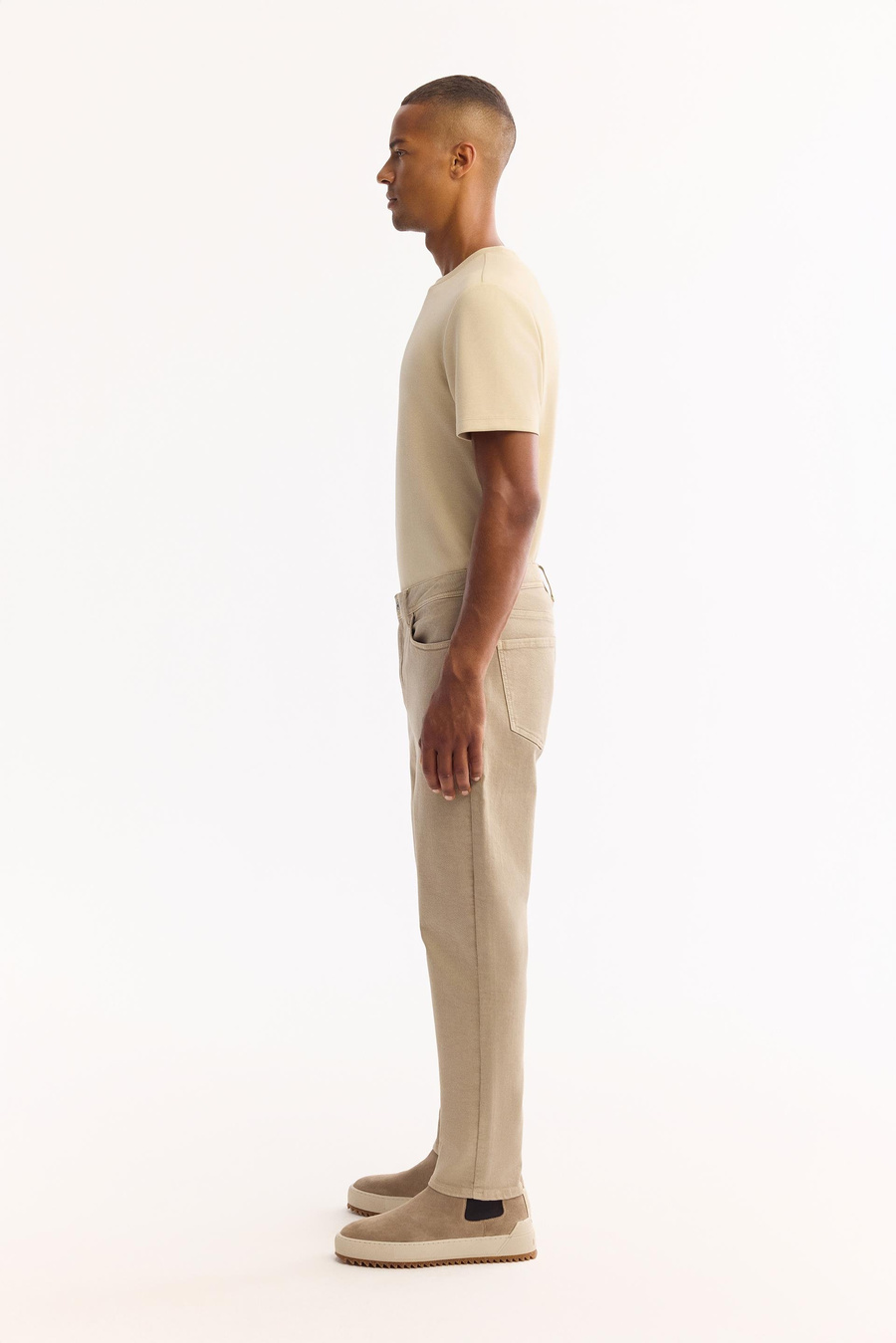 Bej Parça Boya Yıkamalı Jean Pantolon