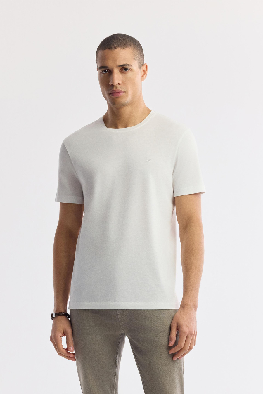 Bej Taş Yıkamalı Örme Slim Fit Denim Pantolon