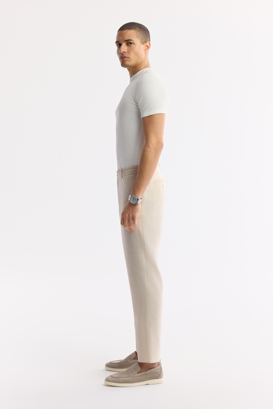 Bej Yan Cepli Lıghtweıght Tensel Kumaşlı Pantolon