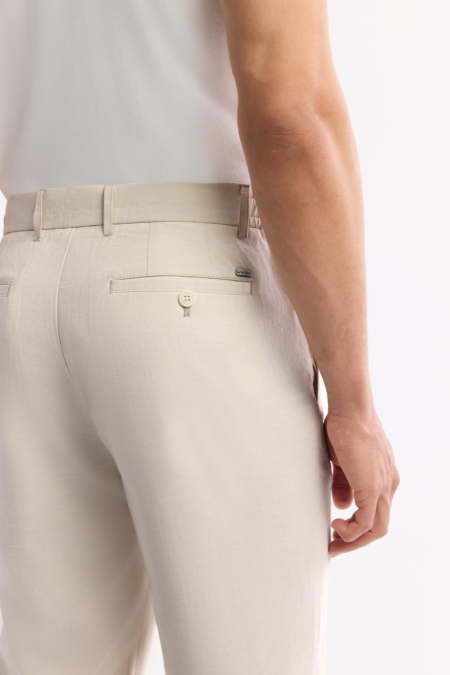 Bej Yan Cepli Lıghtweıght Tensel Kumaşlı Pantolon