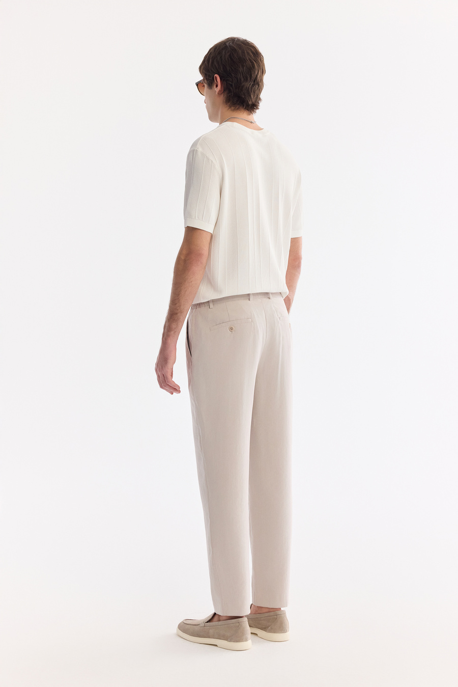 Bej Yan Cepli Modal Tensel Kumaşlı Pantolon