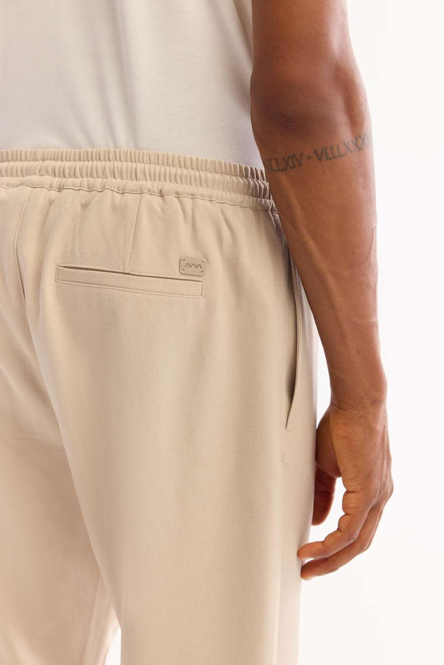 Bej Yandan Cepli Beli Lastikli Bağcıklı Duble Paça Jogger Pantolon