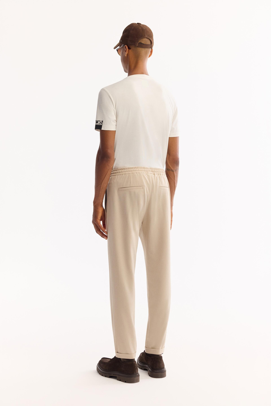 Bej Yandan Cepli Beli Lastikli Bağcıklı Duble Paça Jogger Pantolon