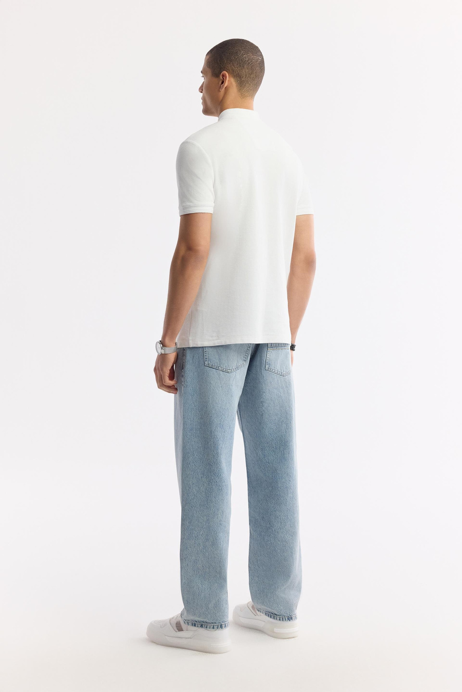 Beyaz %100 Pamuk Hızlı Kuruyan Kıvrılmayan Polo Yaka T-Shirt