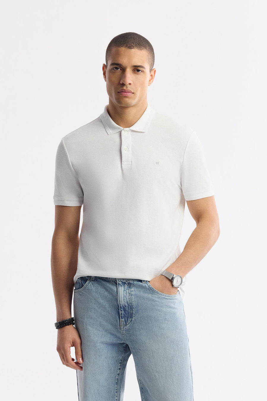 Beyaz %100 Pamuk Hızlı Kuruyan Kıvrılmayan Polo Yaka T-Shirt