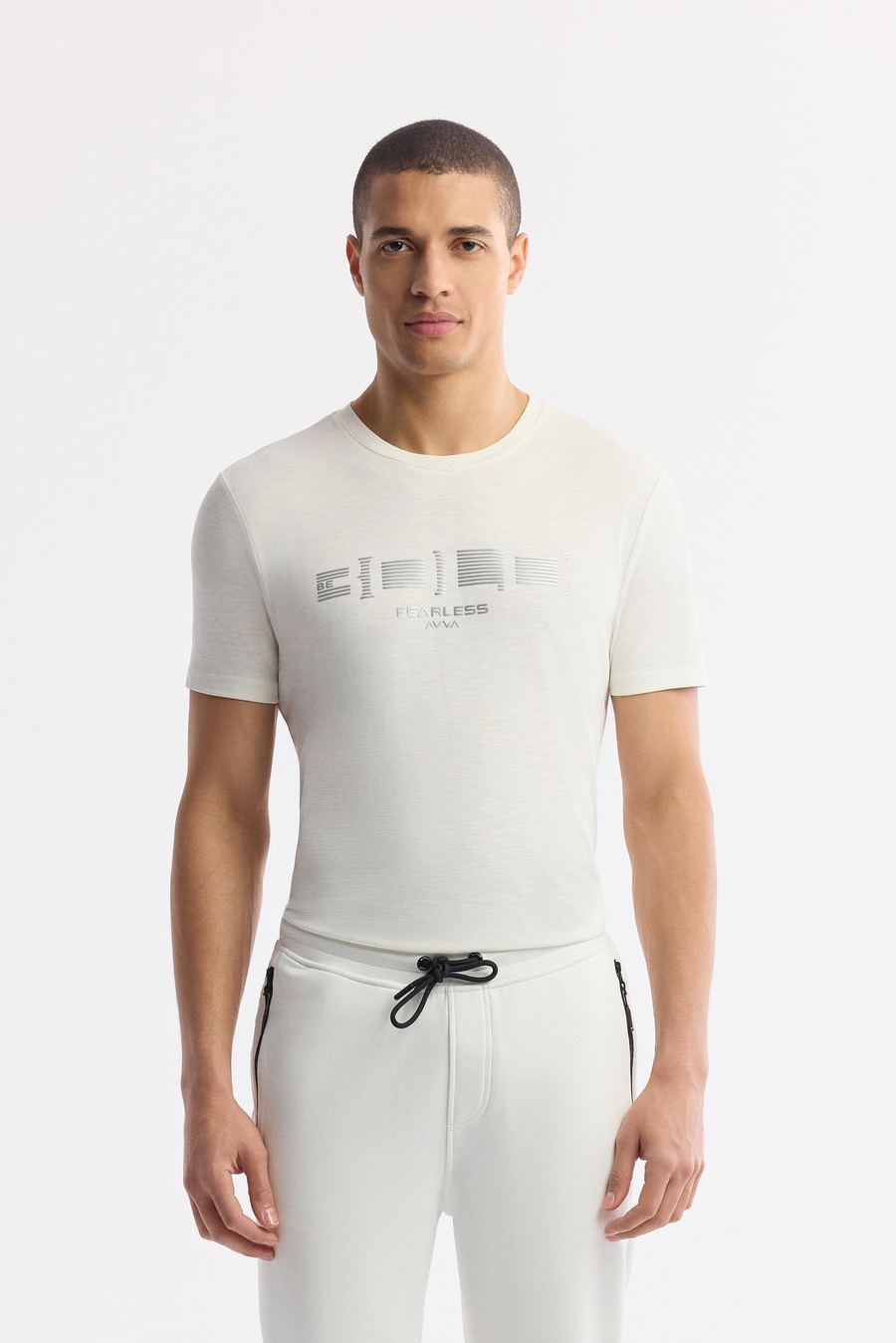 Beyaz Beli Lastikli Bağcıklı Yandan Fermuarlı Cepli İnterlok Jogger