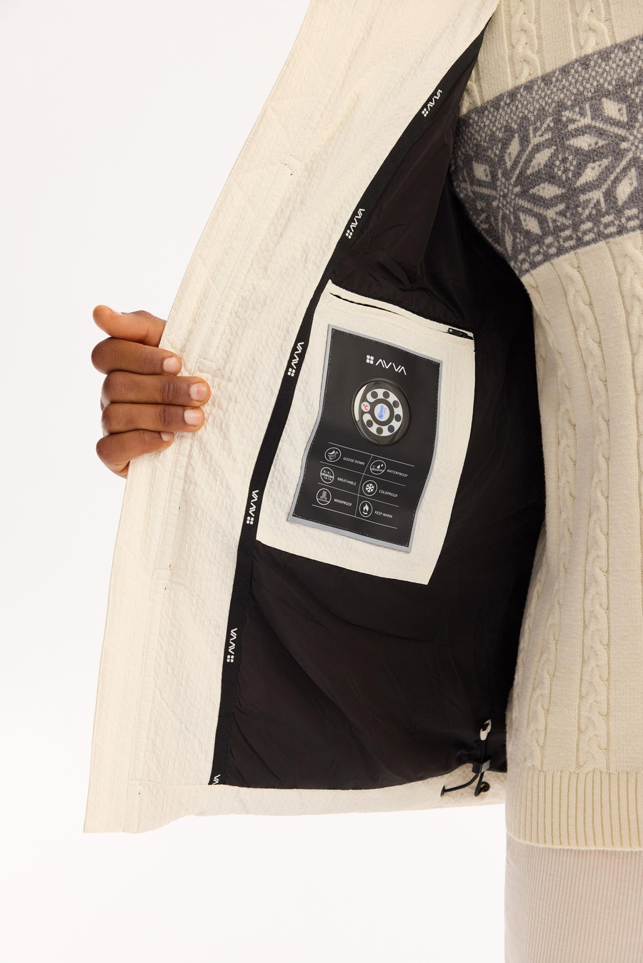 Beyaz Kaz Tüyü Yakası 100% Rakun Kürklü Kapüşonlu Mont