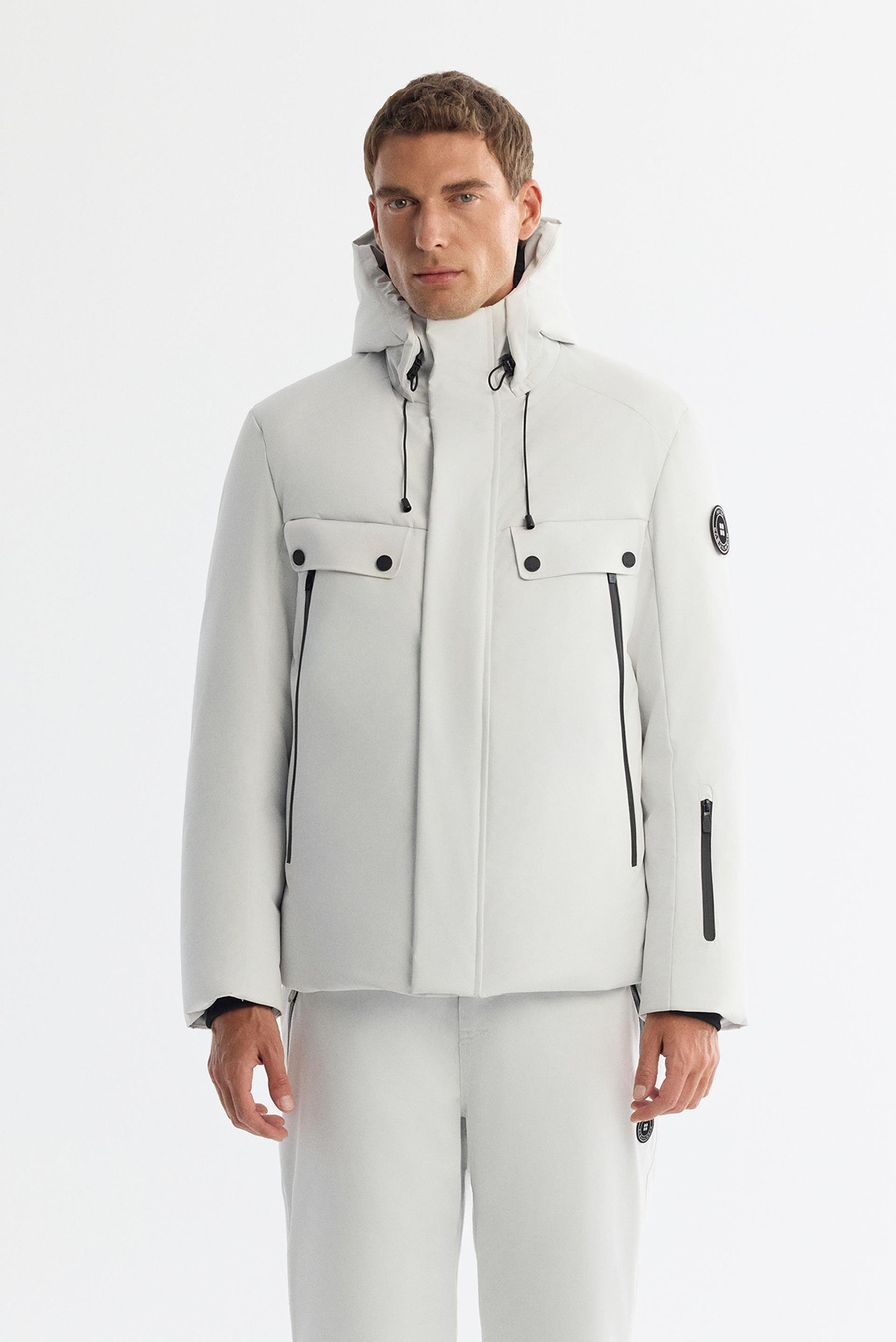 Beyaz Su İtici Rüzgar Geçirmez Düz Paçası Çıtçıtlı Beli Ayarlanabilir Kayak Pantolonu