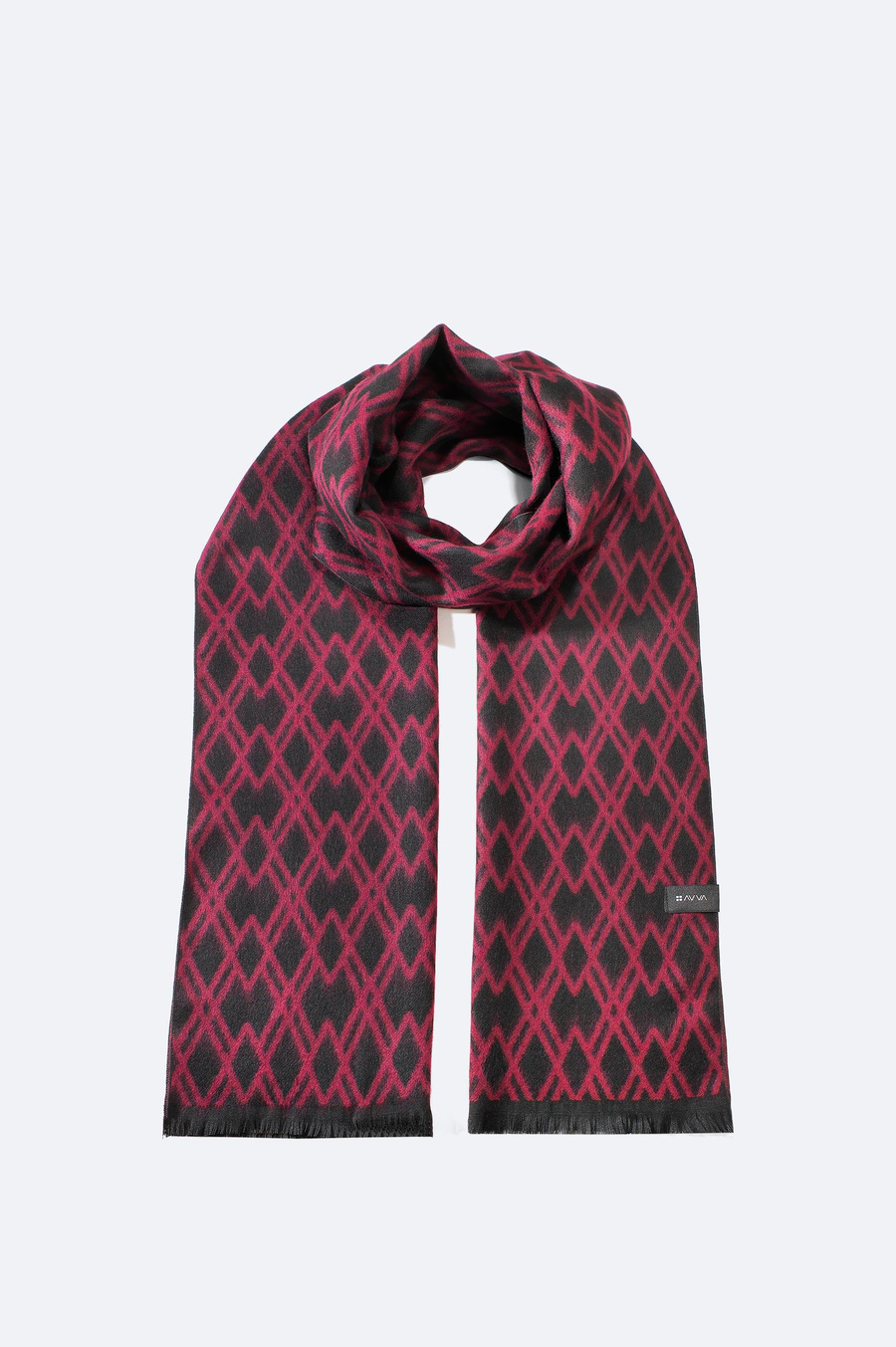 Bordo Püsküllü Desenli Şal