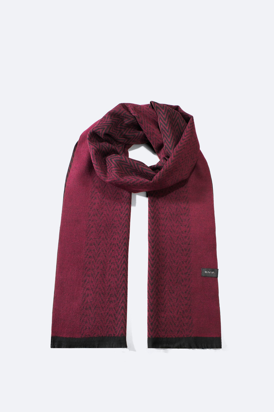 Bordo Püsküllü Desenli Şal