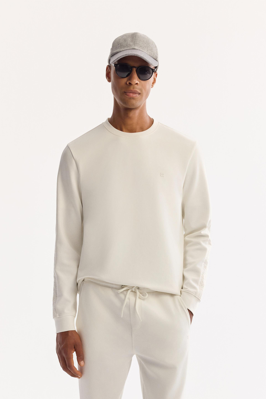 Ekru Bel Lastik Yan cepli Enjeksiyon Baskılı İnterlok  Regular fit Jogger