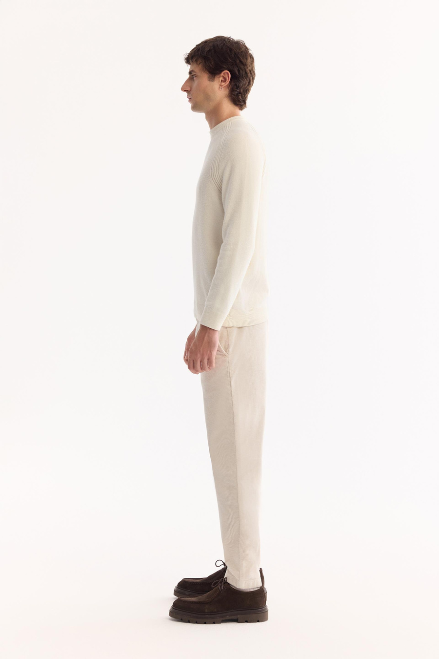 Ekru Bisiklet Yaka Reglan Kol Shoft Touch Kalın Kazak