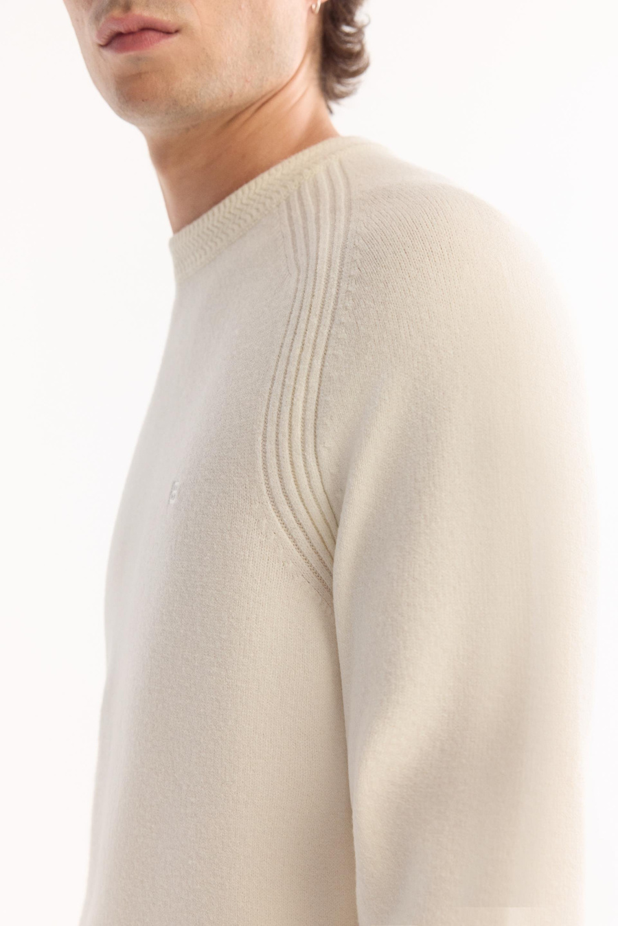 Ekru Bisiklet Yaka Reglan Kol Shoft Touch Kalın Kazak