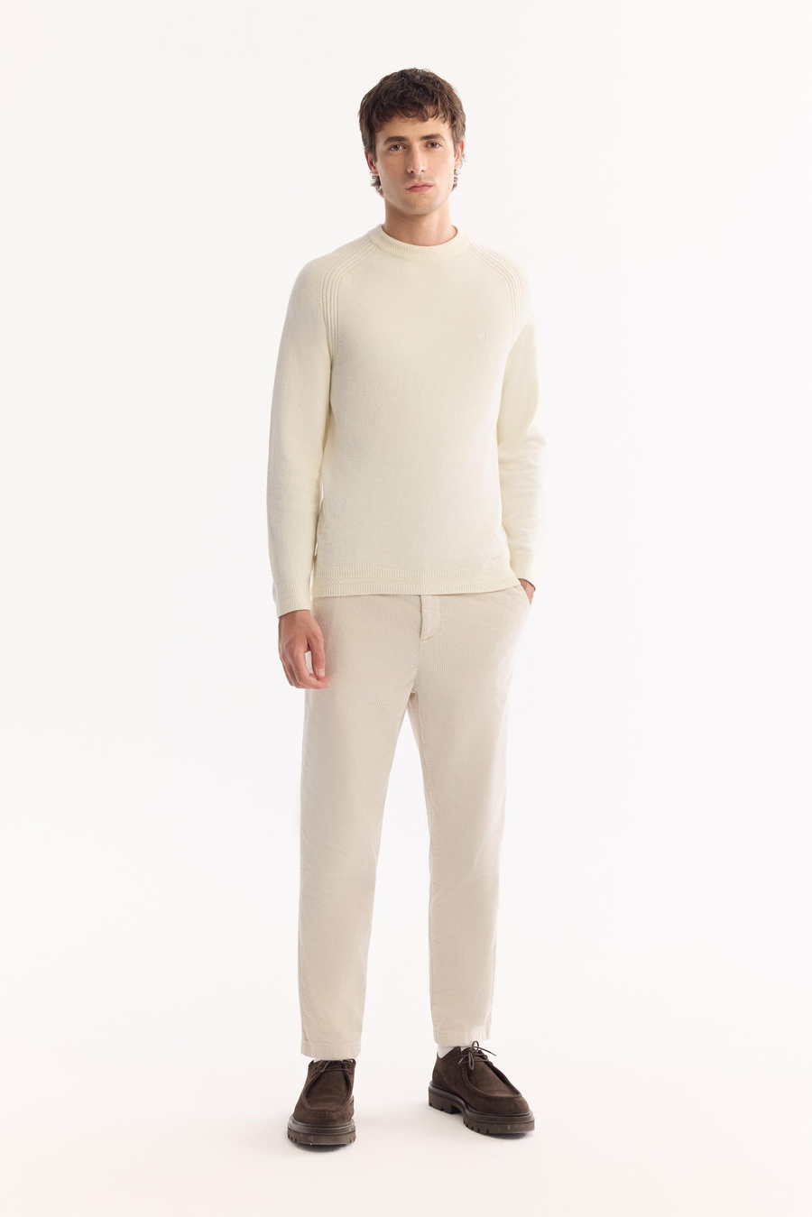 Ekru Bisiklet Yaka Reglan Kol Shoft Touch Kalın Kazak