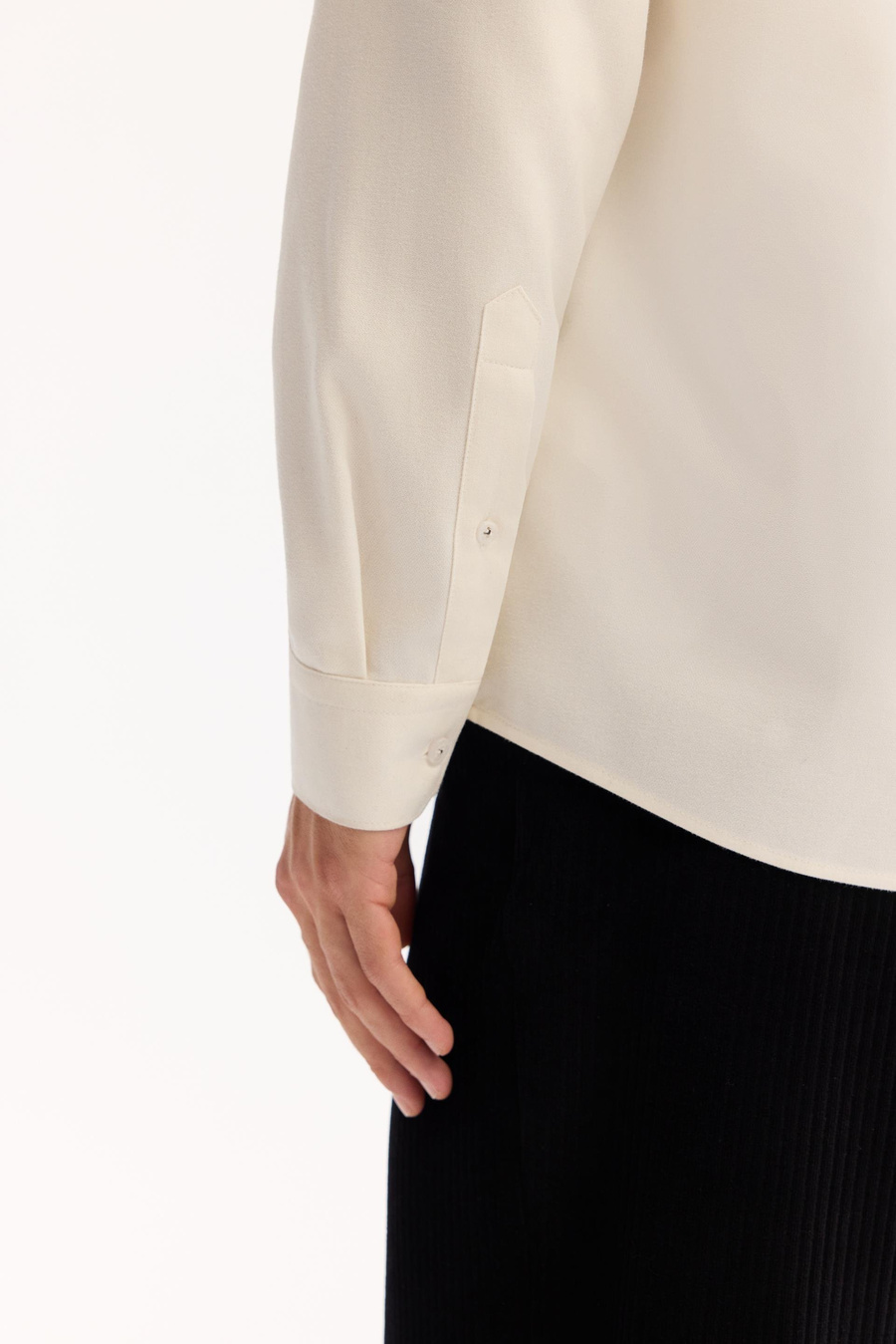 Ekru Düğmeli Yaka Pamuklu Uzun Kollu Regular Fit Gömlek