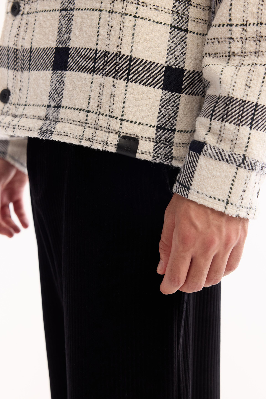 Ekru Ekose Desenli Klasik Yaka Comfort Fit Uzun Kollu Gömlek Ceket