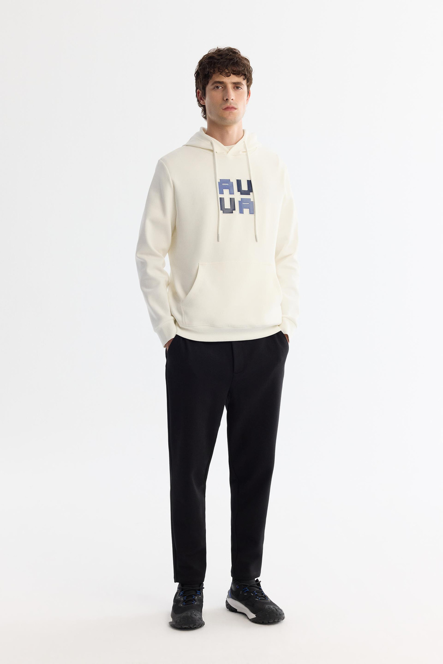 Ekru Kapüşonlu Sweatshirt