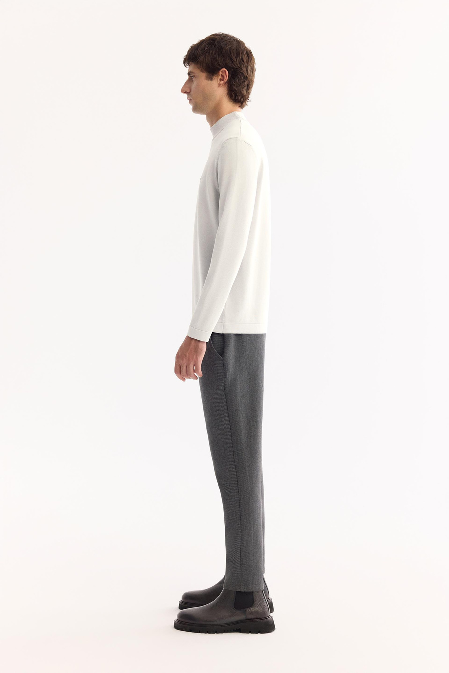 Ekru Yarım Balıkçi Yaka Basic Düz Rayon Kazak